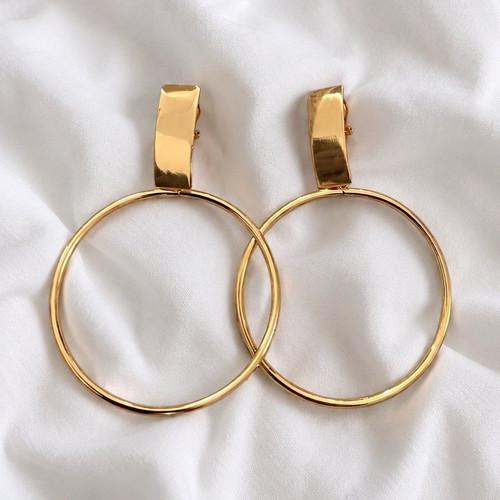 Gold tone double hoop - tone, drop