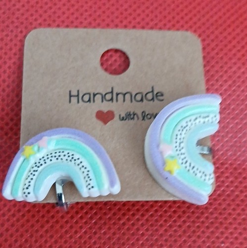 Rainbow clip earings - rainbow,