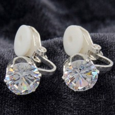 Clip On Earrings Round Crystal