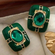 CLIP ON green ENAMEL&CRYSTAL