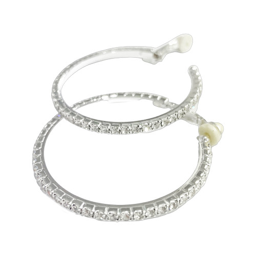 Silver clip crystal hoop - on,