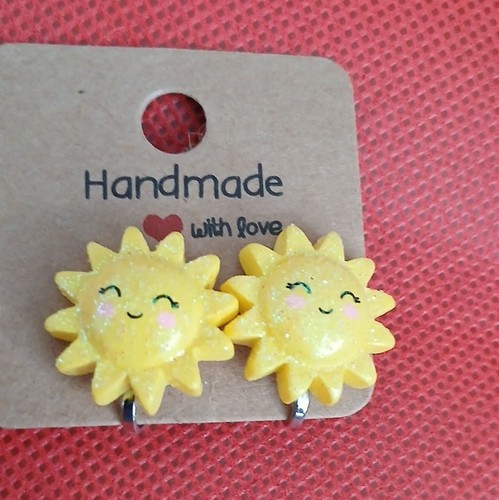 Handmade yellow sun - yellow, stud
