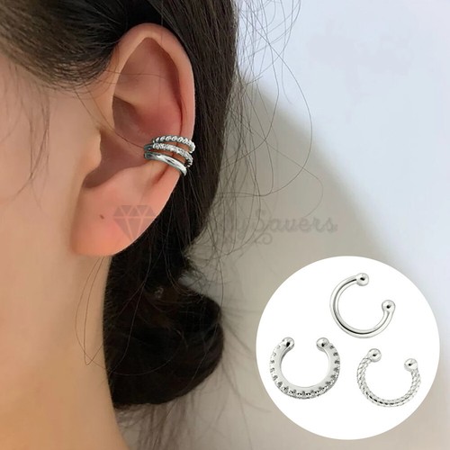 Minimalist silver ear cuff - ear,