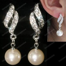 CLIP ON pearl TWIST rhinestone