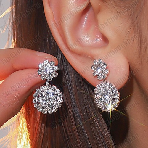 Clip crystal drop earrings - on,