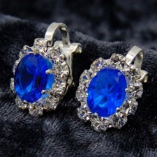 Clip On Earrings Oval Crystal