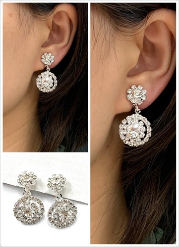Silver diamante drop - silver,